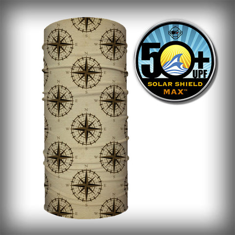 Monk Wrap Neck Gaiter - Face Mask - Bandana - Nautical Compass - Compass Rose