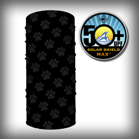 Monk Wrap Neck Gaiter - Face Mask - Bandana - Paw Print Black