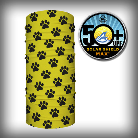 Monk Wrap Neck Gaiter - Face Mask - Bandana - Paw Print Yellow