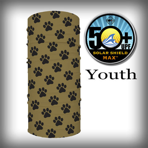 Monk Wrap Neck Gaiter - Face Mask - Bandana - YOUTH - Paw Prints