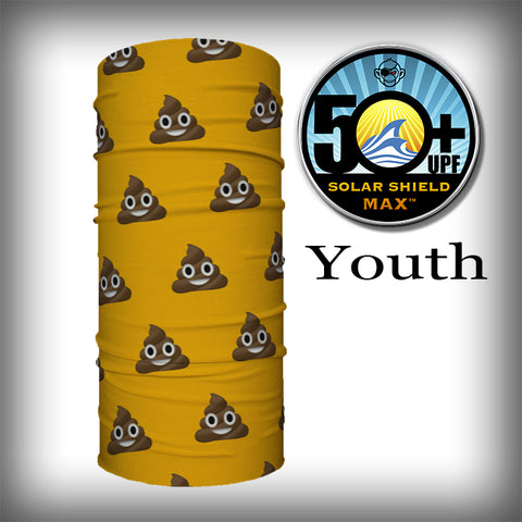 Monk Wrap Neck Gaiter - Face Mask - Bandana - YOUTH - Poop Emoji