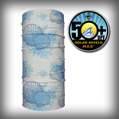 Monk Wrap Neck Gaiter - Face Mask - Bandana - Scallops and Coral