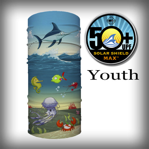 Monk Wrap Neck Gaiter - Face Mask - Bandana - YOUTH - Sea Life