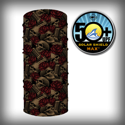 Monk Wrap Neck Gaiter - Face Mask - Bandana - Skull and Roses