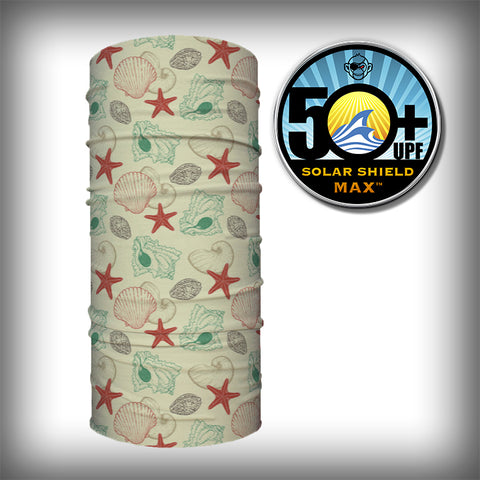 Monk Wrap Neck Gaiter - Face Mask - Bandana - Starfish and Shells