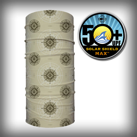 Monk Wrap Neck Gaiter - Face Mask - Bandana - Vintage Nautical Compass - Compass Rose