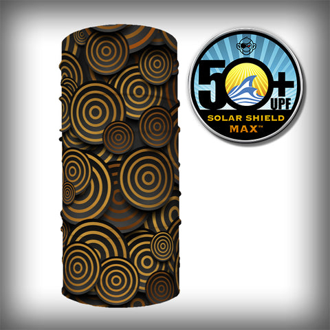 Monk Wrap Neck Gaiter - Face Mask - Bandana - Yellow and Black Circles