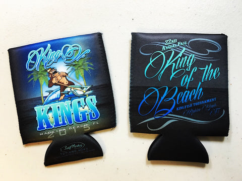 King of the Beach 2015 Sublimated Can Huggers | Custom Can Huggers 12 oz - SurfmonkeyGear
 - 1