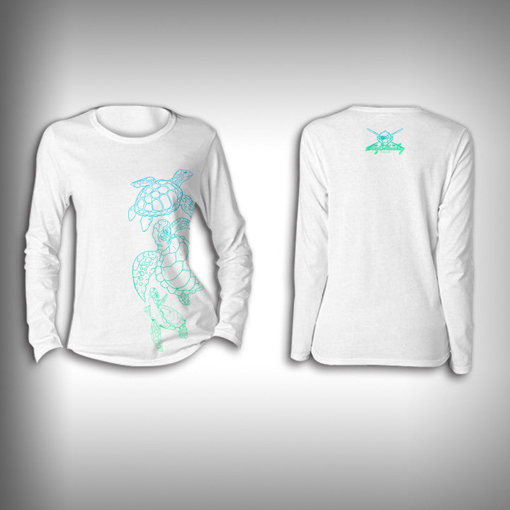 Turtles - Womens Performance Shirt - Fishing Shirt Activewear Shirt Turtle XS / White