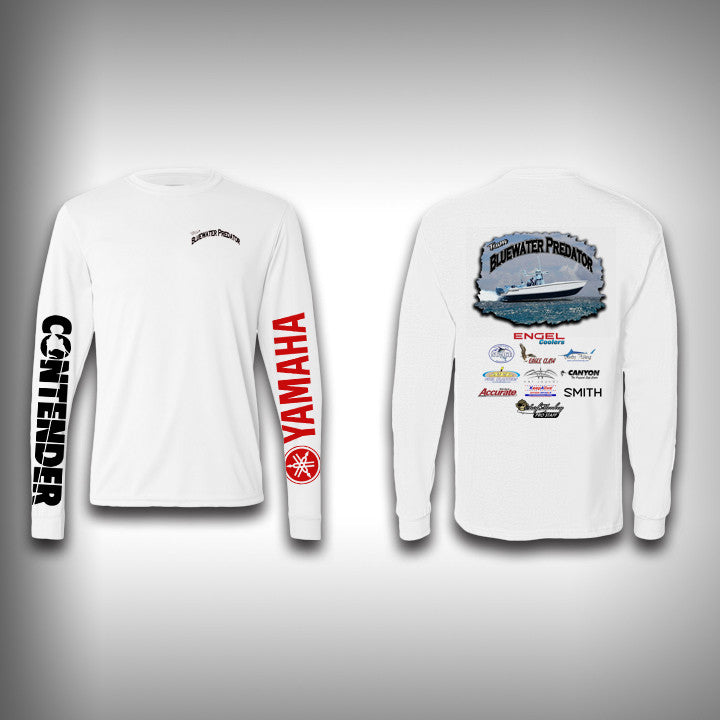 Bluewater Predator Fishing Team Shirts - Performance Shirt - Fishing Shirt Extra Large / White