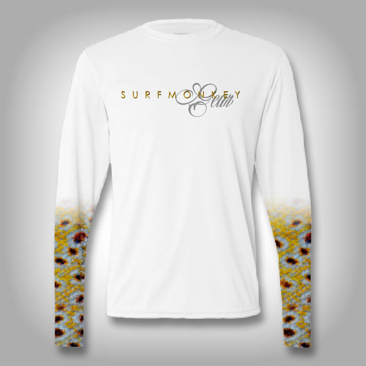 Brown Trout Scale Sleeve Shirt - SurfMonkey - Performance Shirts - Fishing Shirt 3X - Large / White
