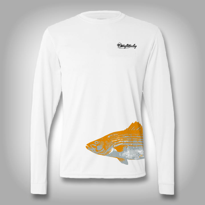 Fish Wrap Shirt - Bass - Performance Shirts - Fishing Shirt Small / White