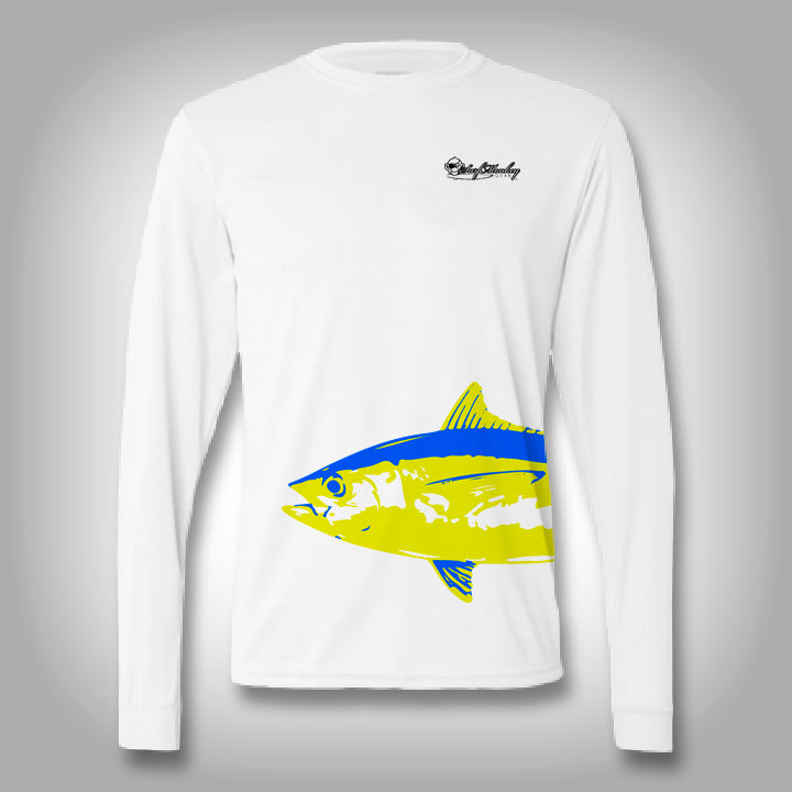 Fish Wrap Shirt - Tuna - Performance Shirts - Fishing Shirt Medium / White