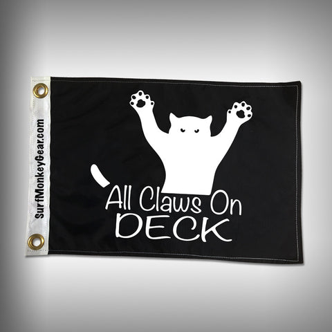 Cat Flag - Cat Boat Flag - All Claws on Deck Cat Boat Flag - SurfmonkeyGear
