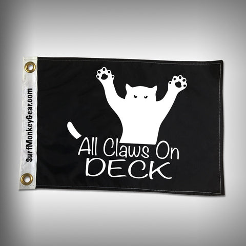 Cat Flag - Cat Boat Flag - All Claws on Deck Cat Boat Flag - SurfmonkeyGear