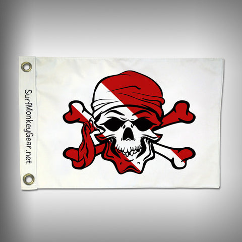 Pirate Skull Dive Flag - Marine Grade - Boat Flag - SurfmonkeyGear