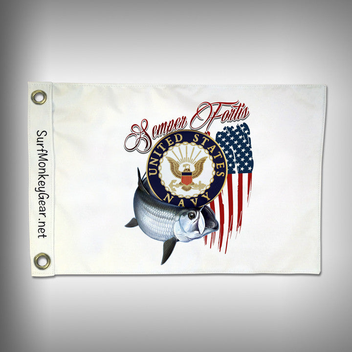 Custom Fishing Navy Flag - Marine Grade - Boat Flag