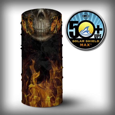 Monk Wrap Neck Gaiter - Face Mask - Bandana - Flaming Skull