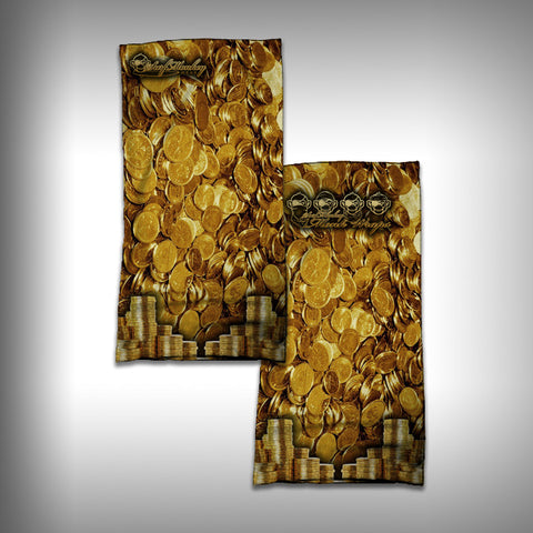 Monk Wrap Neck Gaiter - Face Shield - Bandana - Gold Coins - SurfmonkeyGear