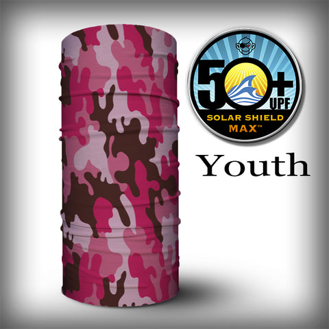 Monk Wrap Neck Gaiter - Face Mask - Bandana - YOUTH - Pink Camo