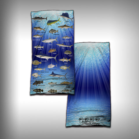 Monk Wrap Neck Gaiter - Face Shield - Bandana - Saltwater Fish Chart - SurfmonkeyGear