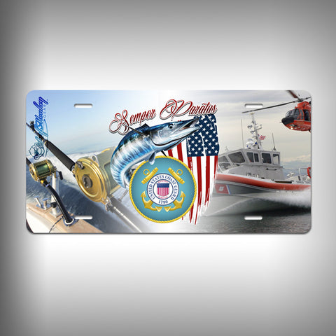 Coast Guard Custom License Plate / Vanity Plate with Custom Text and Graphics Aluminum - SurfmonkeyGear
