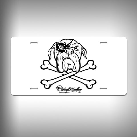 Bulldog Pirate Custom License Plate / Vanity Plate with Custom Text and Graphics Aluminum - SurfmonkeyGear
