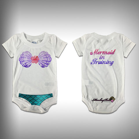 Monksies™ Custom Print One Piece Baby Body Suit (Onsies) - Mermaid in Training - SurfmonkeyGear