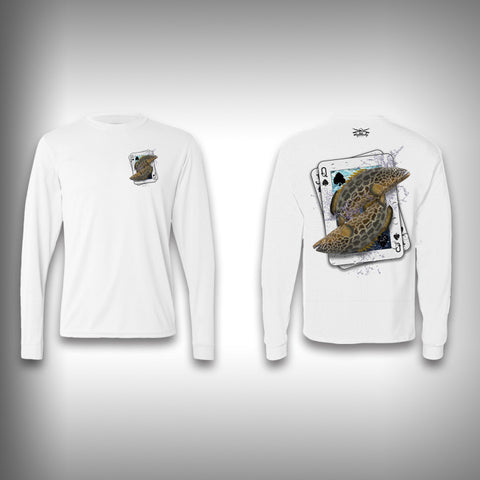 Queen of Spades Grouper - Poker - Solar Performance Long Sleeve Shirts - Fishing Shirt - SurfmonkeyGear
