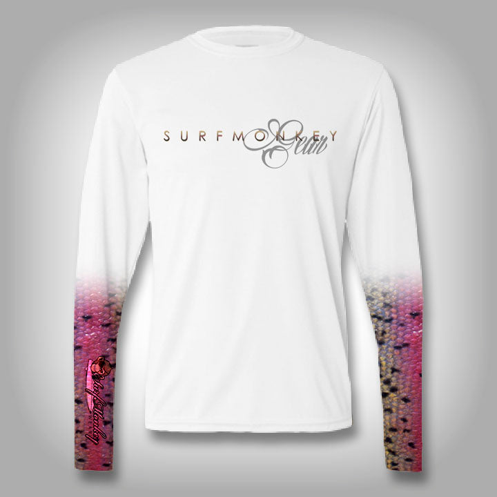 Rainbow Trout Scale Sleeve Shirt - SurfMonkey - Performance Shirts - Fishing Shirt 2x - Large / White