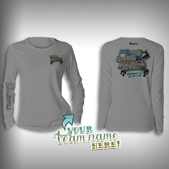Cobia Big Fish Tournament Team Shirt Womens - SurfMonkey - Performance Shirts - Fishing Shirt Medium / Gray