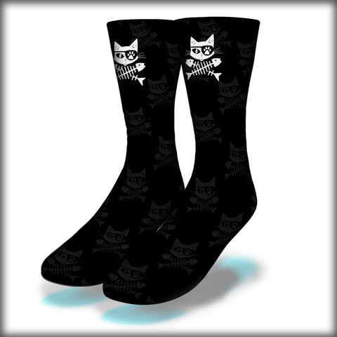 Cat Pirate Crew Socks Novelty Streetwear