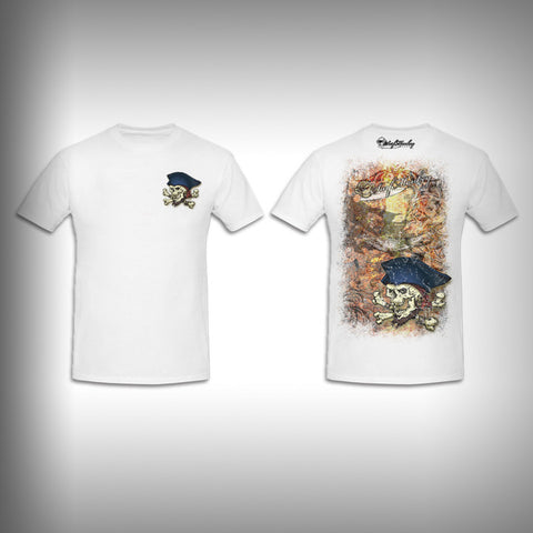 Unisex Short Sleeve Tshirt Custom Full Color Graphics - Grunge Pirate - SurfmonkeyGear
