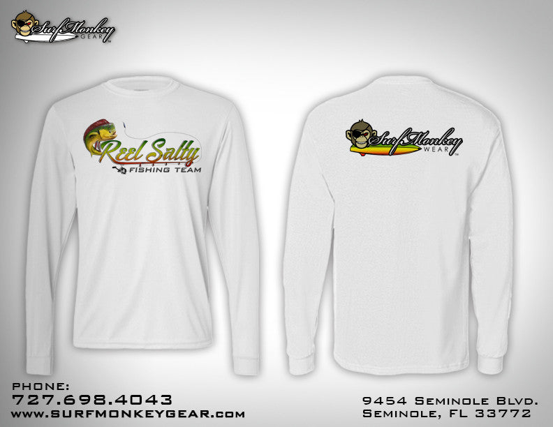 Reel Salty Fishing Team Shirts - Performance Shirt - Fishing Shirt Small / White