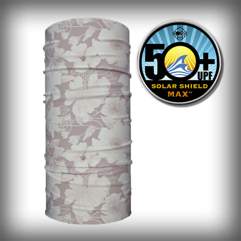 Monk Wrap Neck Gaiter - Face Mask - Bandana - Pastel Burgundy Flowers