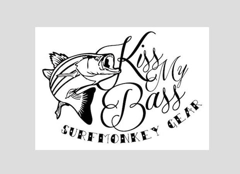 Surfmonkey Gear Decal Sticker - Kiss My Bass - SurfmonkeyGear
