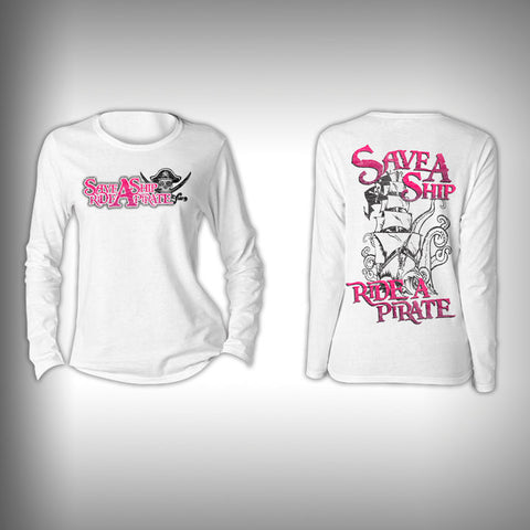 Save a Ship Ride a Pirate  - Womens Performance Shirt - Fishing Shirt - SurfmonkeyGear
 - 1