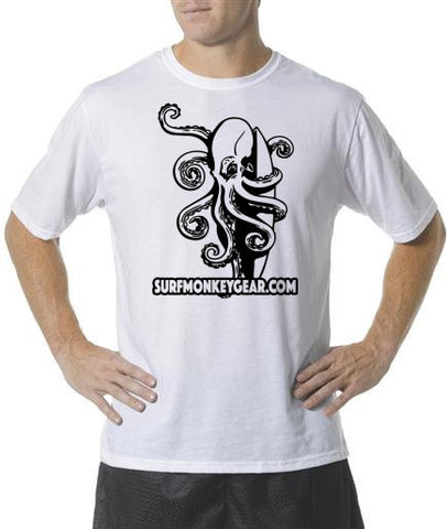 Performance T-shirt Moisture Wicking, Odor Resistant t-shirt - octopus and surfboard - SurfmonkeyGear
 - 1