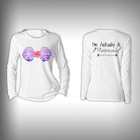 Mermaid Shirt - Im Actually a Mermaid  - Womens Performance Shirt - Fishing Shirt - SurfmonkeyGear
 - 1