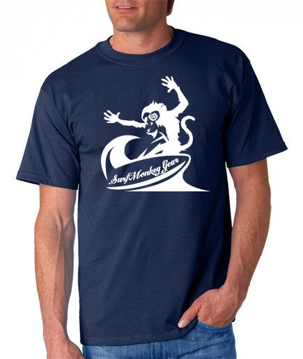 unisex Tshirt Mens Tshirts - Cotton Tshirt - Surfing Monkey Tshirt - Marine Graphic Tee , Fishing Tshirt / Tshirt Surfmonkey M / Ash