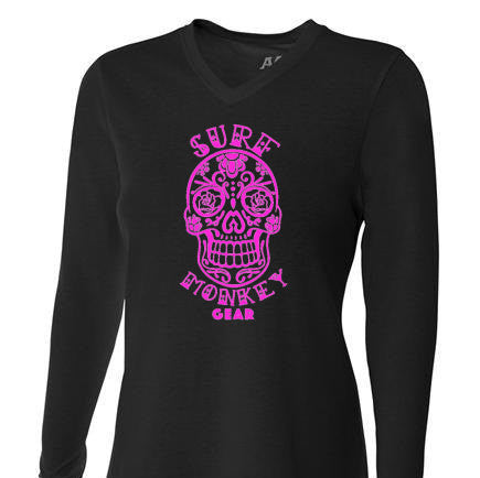 Womens Tri-blend Performance Shirt - Sugar Skull - SurfmonkeyGear
 - 1