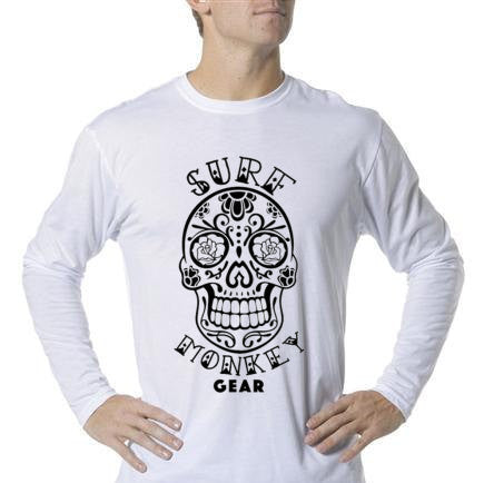 Long Sleeve Unisex Performance Tri-Blend Shirt - Sugar Skull - SurfmonkeyGear
 - 1