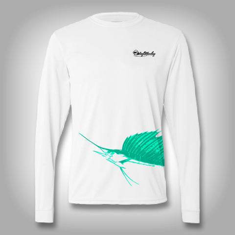 Fish Wrap Shirt - Sailfish - Performance Shirts - Fishing Shirt Large / White
