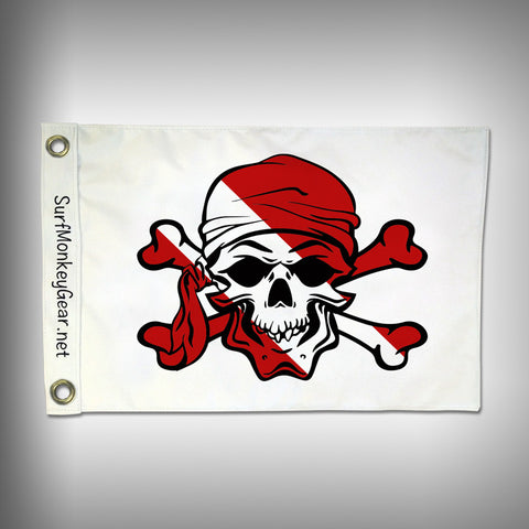 Pirate Skull Dive Flag - Marine Grade - Boat Flag - SurfmonkeyGear

