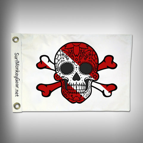 Sugar Skull Dive Flag - Marine Grade - Boat Flag - SurfmonkeyGear
