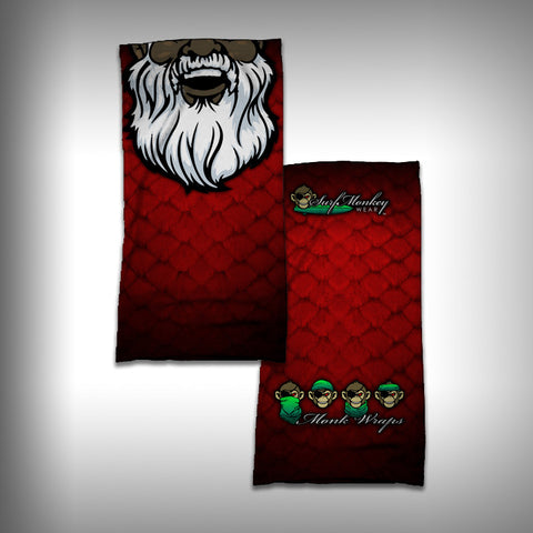 Monk Wrap Neck Gaiter / Face Shield - Black Santa - SurfmonkeyGear
