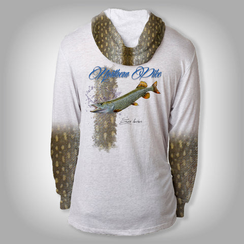 Surfmonkey Gear Fish Headzies Performance Solar Hoodie Shirt - Northern Pike XL