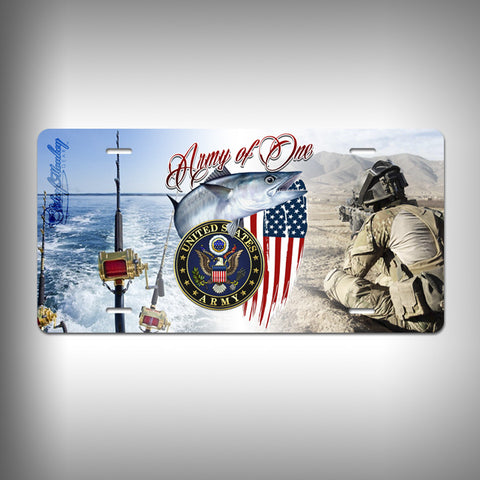 Army Custom License Plate / Vanity Plate with Custom Text and Graphics Aluminum - SurfmonkeyGear

