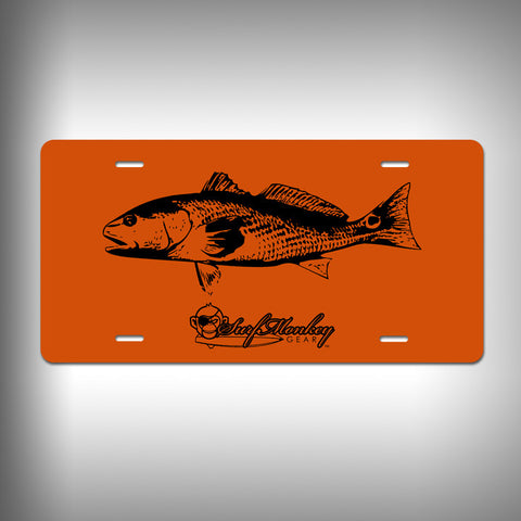 Red Fish Custom License Plate / Vanity Plate with Custom Text and Graphics Aluminum - SurfmonkeyGear
