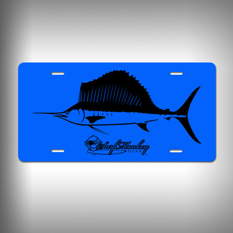 Sail Fish Custom License Plate / Vanity Plate with Custom Text and Graphics Aluminum - SurfmonkeyGear
